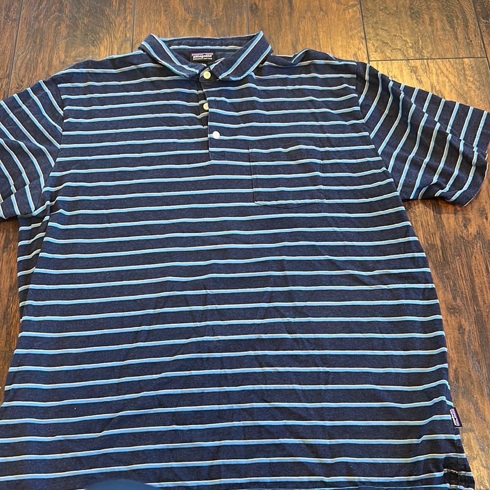Patagonia short sleeve one pocket polo shirt striped size‎ XL in GUC